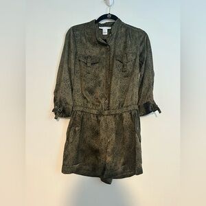 charlotte ronson green animal print romper